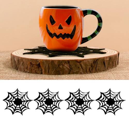 5/10pcs Black Spider Web Coasters Halloween Party table Deco