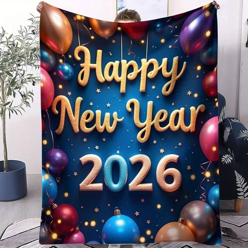 2026 New Year Flannel Blanket - Cozy Sofa Throw for Holiday
