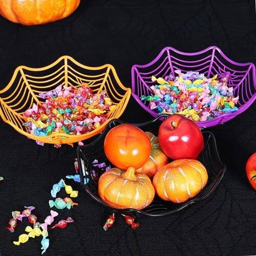 DIY Halloween Spider Web Dessert Basket Plastic Ornament Tra