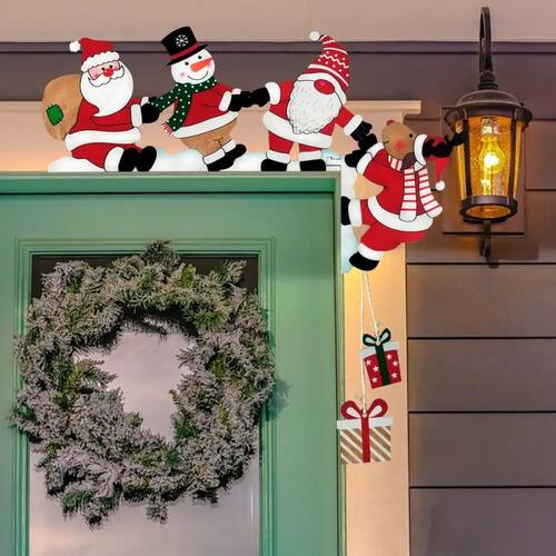 Santa Christmas Door Corner Decor Christmas Door Frame Decor