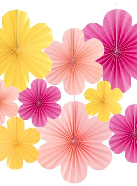 9Pcs/Set Easter Themed Hanging Paper Flowers Party Decoratio