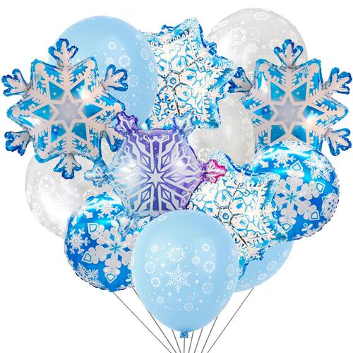 Snowflake Foil Balloon Snowflake Print Latex Balloons Winter