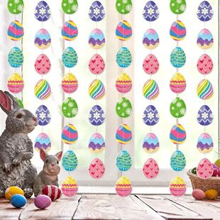 2025 Easter Colorful Eggs Pendants Easter Party Decor Kids C