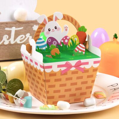 10pcs Cute Easter Bunny Paper Candy Boxes Rabbit basket Gift