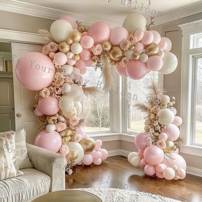 Pink Balloon Garland Kit White Chrome Gold Balloon Arch Baby