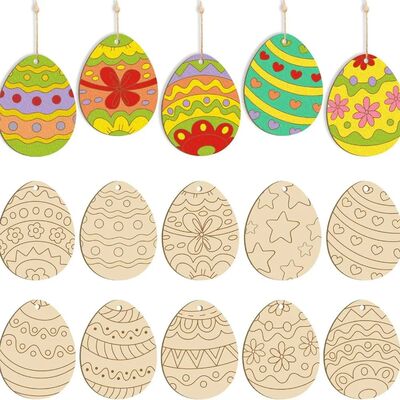 30/36/60pcs 1 Set Wooden Wooden Easter Pendant DIY Painting