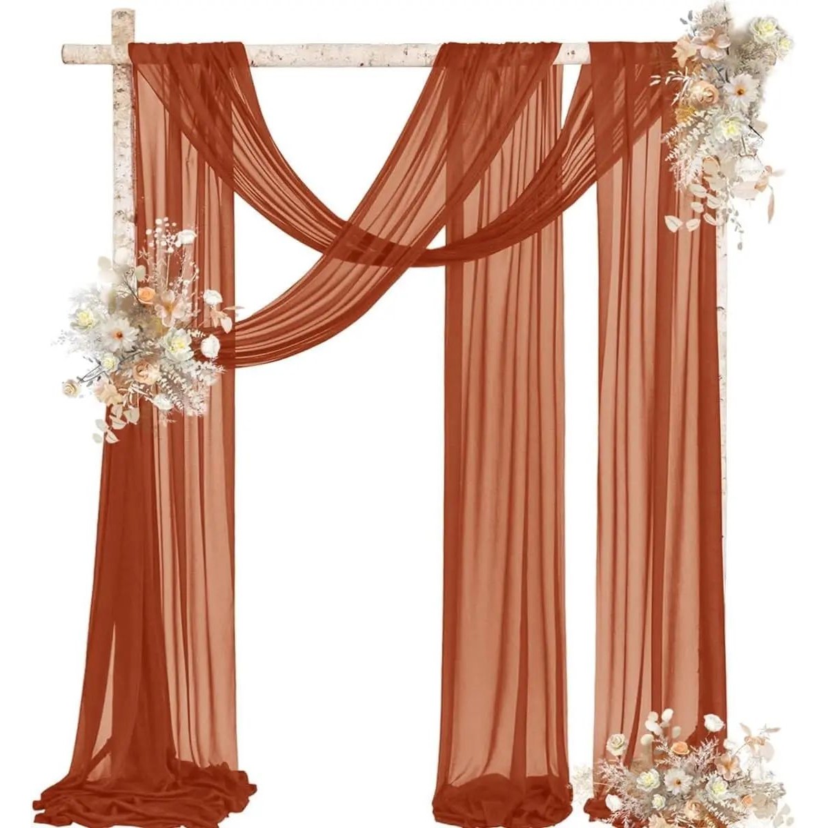 Wedding Arch Draping Fabric Terracotta Sheer Chiffon Rust Cu