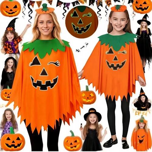 1 Pcs Halloween Party Adult Children Pumpkin Luminous Cloak