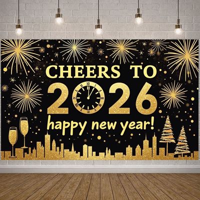 2026 Backdrop Cityscape Theme Happy New Year Banner New Year