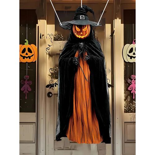 2D Halloween Horror Evil Pumpkin Man hanging Background Clot