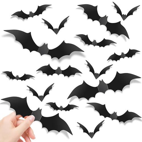 140Pcs Bats Halloween Decor, Real Scary Bat Stickers for Hal