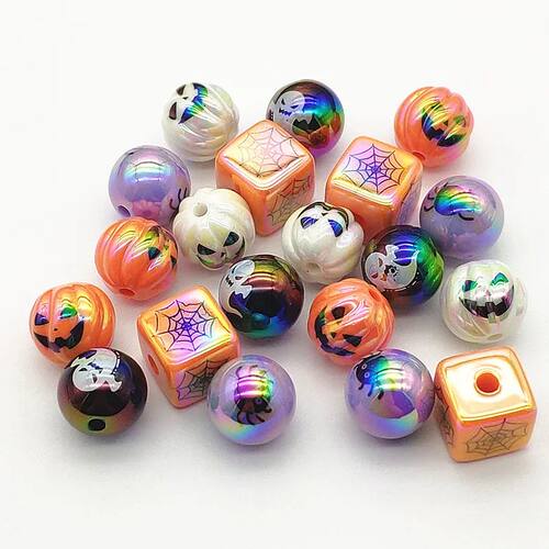 New Arrival! 16/15mm 100pcs UV Effect Pumpkin Halloween Bead