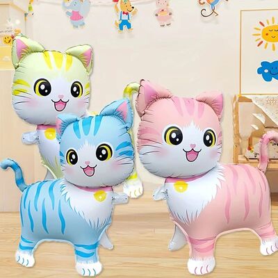 1pcs Cartoon Standing Cat Shape Foil Animal Balloon Baby Sho