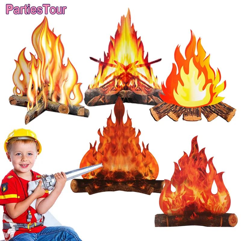 3D Cardboard Campfire Centerpiece Artificial Fire Fake Flame-封面