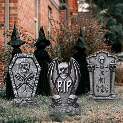 Halloween Tombstone Yard Sign Decorations with Stakes Skelet
