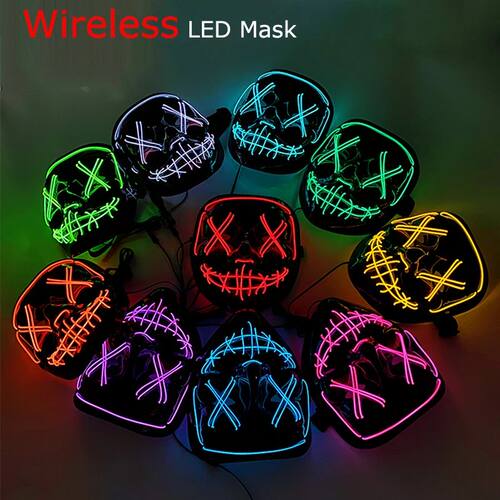 Wireless Halloween Neon LED Purge Mask Masque Masquerade Par