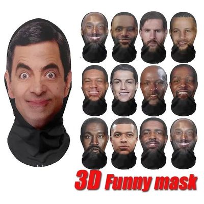 3D CR7 Messi Seamless Mask Funny Face Printed Head Scarf Fam