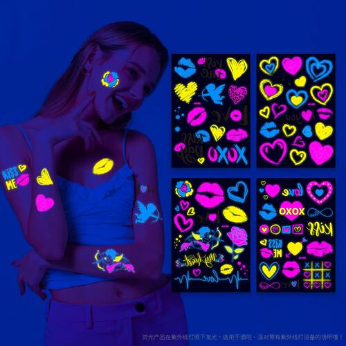 Glow Party Tattoo Stickers Fluorescent Halloween Face Body S