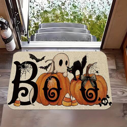 Halloween Ghost Pumpkin Pattern Welcome Doormat Rug - Machin