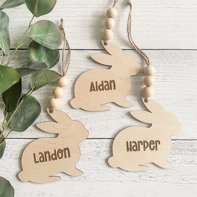 Personalized rabbit Bunny happy Easter party bag Egg Hunt ba