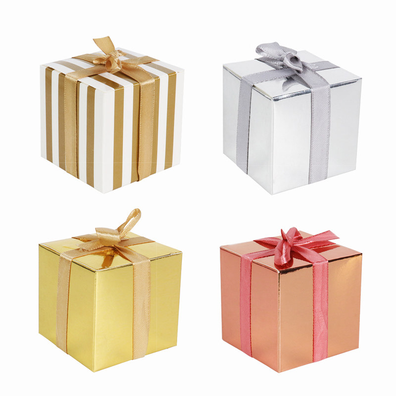 20pcs paper gift box solid color rose gold packing