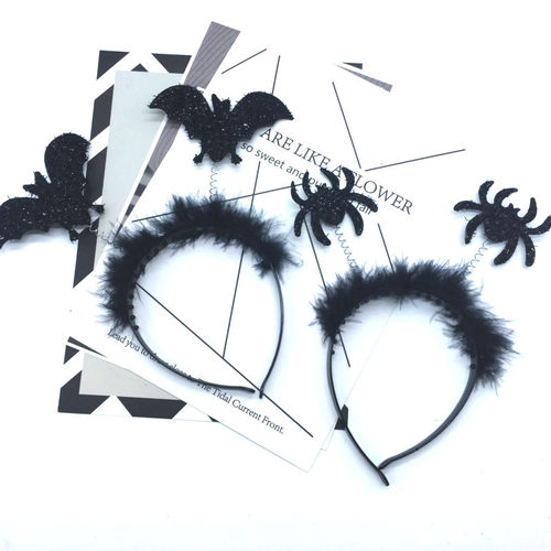 Halloween Headband Children's Headwear Silver Feather Bat