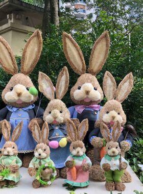 Easter Bunny Straw Figurine Decoration 35cm Easter Straw Eas