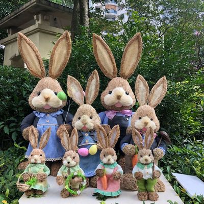 Easter Bunny Straw Figurine Decoration 35cm Easter Straw Eas