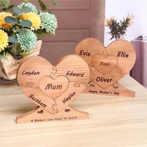 Customized Name Wooden Heart-Shaped Puzzle Home Decoration D