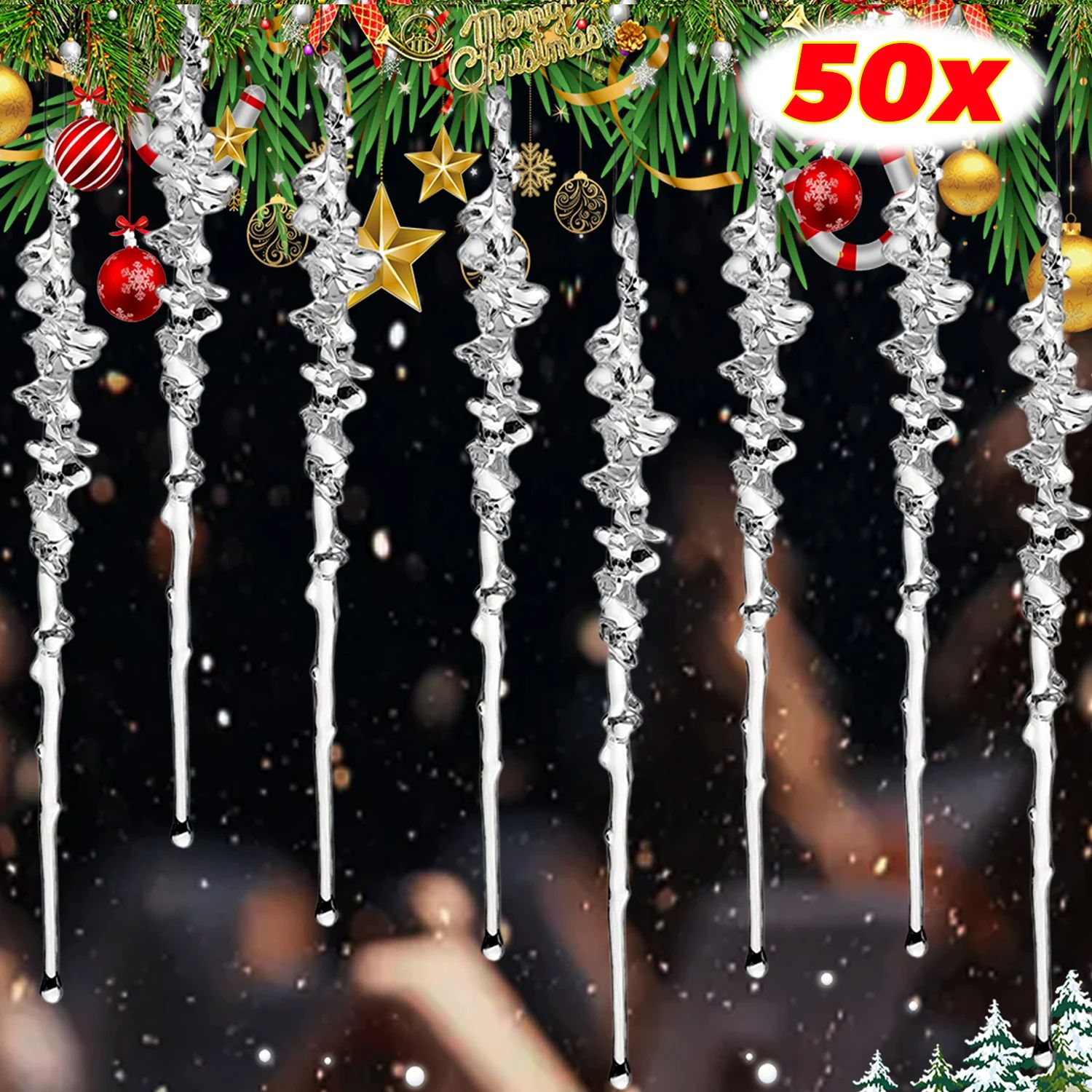 Clear Acrylic Icicle Ornaments for Christmas Tree Decoration图片