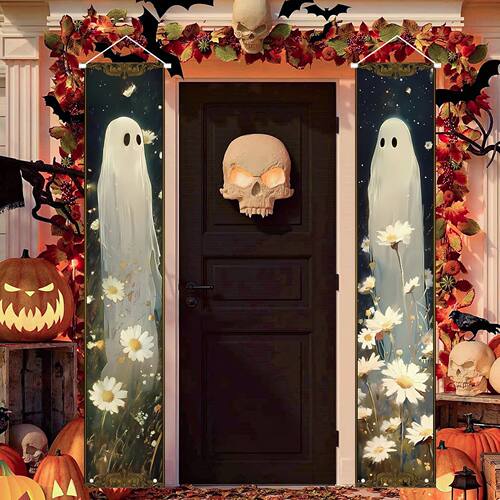 Halloween Vintage Porch Banner Decorations Spooky Cute Ghost