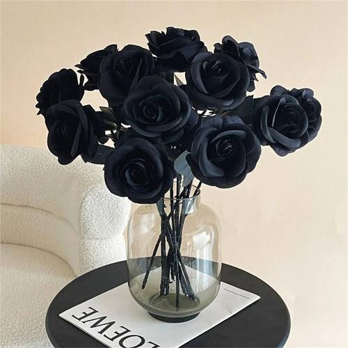 Halloween Black Artificial Rose Flowers Dark Horror Gothic B