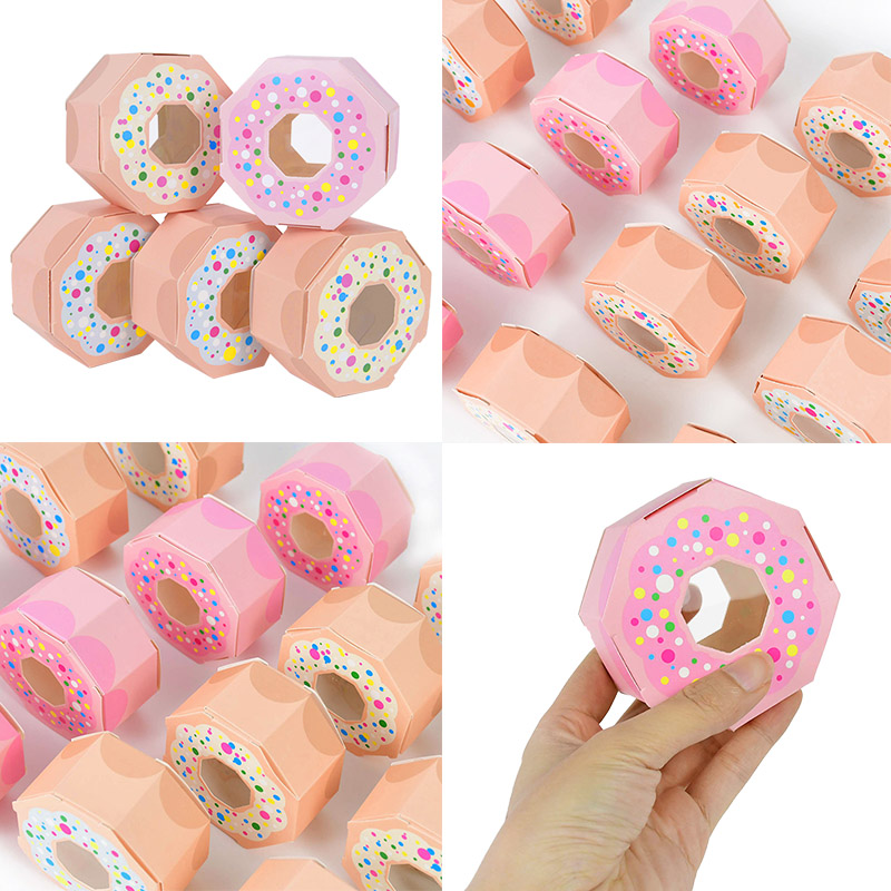 10pcs donuts diy hexagon candy chocolate gift box sweet