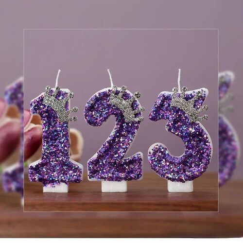 New handmade production Purple crown Birthday Candles number