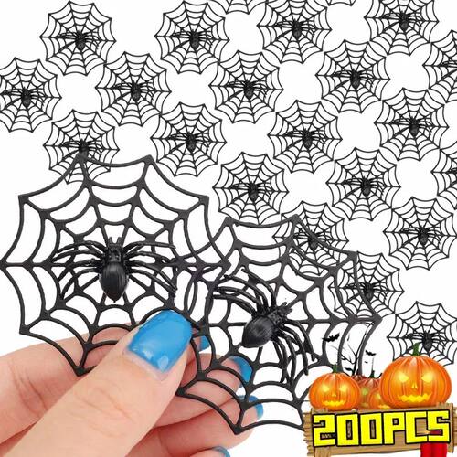 20/200pcs Realistic Halloween Black Spiders Fake Spiders Hor