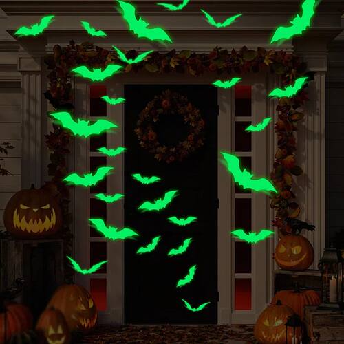 16pcs Glow Halloween Wall Stickers Halloween Glow In The Dar