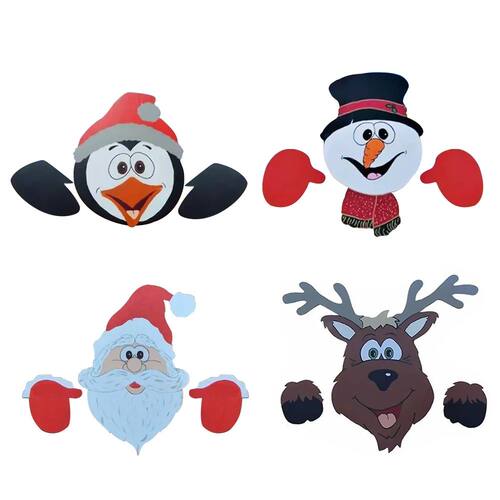 1pc Christmas Fence Decoration Santa Claus Peeking Garden Ya