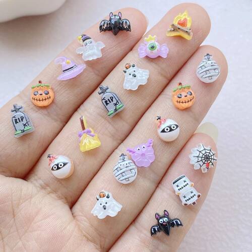 100PCS Halloween 3D Nail Art Decoration Charms Supplies Kawa