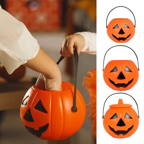 1/3pcs Halloween Pumpkin Bucket Portable Plastic Candy Baske