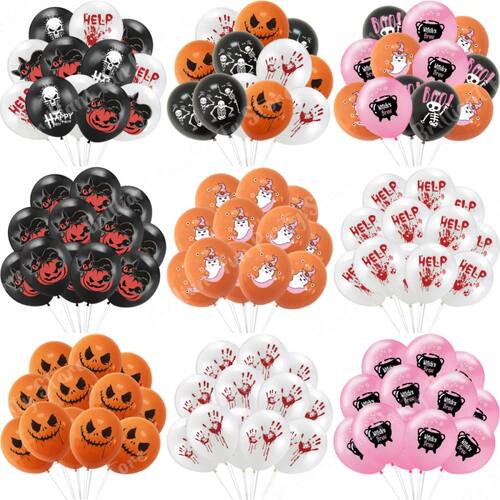 Halloween Balloons 12 Inch Black Orange White Pink Latex Bal
