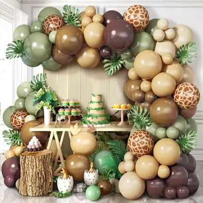 Sage Green Brown Wildlife Themed Balloon Garland Arch Kit De