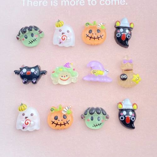 50Pcs New Cute Resin Colorful Halloween Collection Flat Back