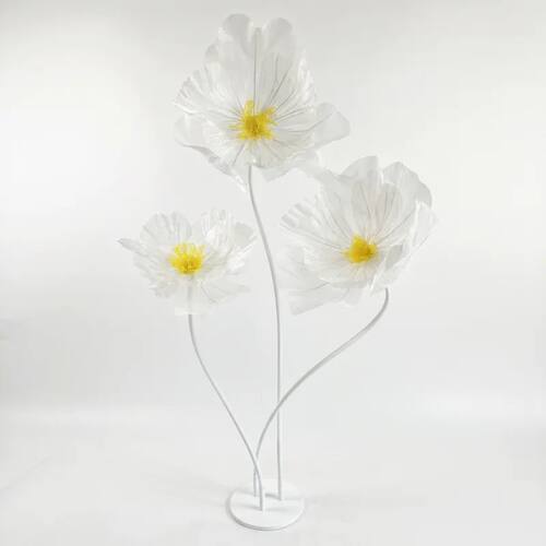 3Pcs Giant Silk Mesh Poppy Artificial Flower Wedding Road Le