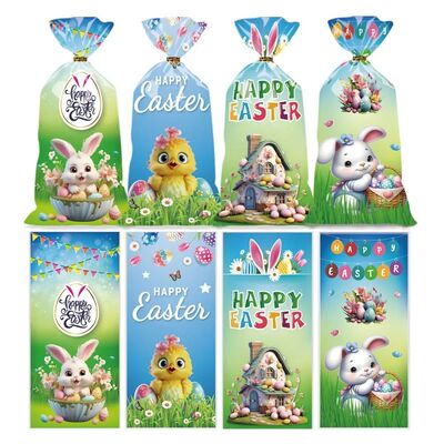 20pcs Easter Bunny Candy Bag Cartoon Rabbit Chick Colorful E