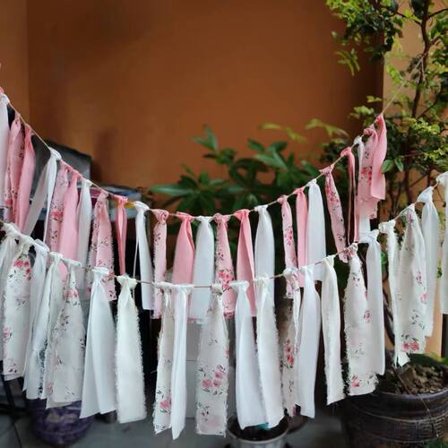 Romantic Country Floral Lace Edge Cloth Flags Wedding Christ