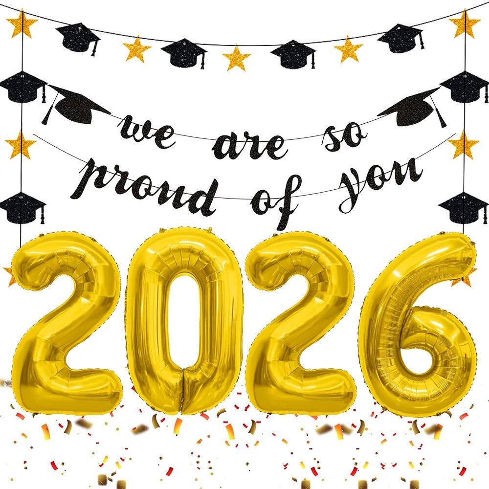 Graduation Decoration Black Glitter Congratulation Banner 20