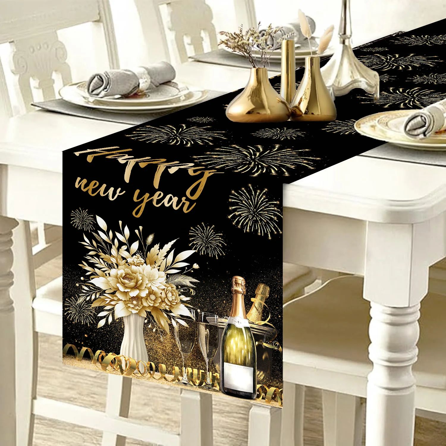 2026 Happy New Year Table Runner Happy New Year Decorations