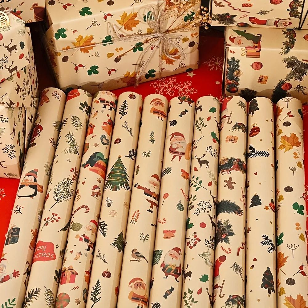 10 Rolls of Christmas Wrapping Paper, Suitable for Use in Sh
