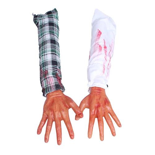 Halloween Bloody Arm Props Fake Scary Severed Hand Human Bod