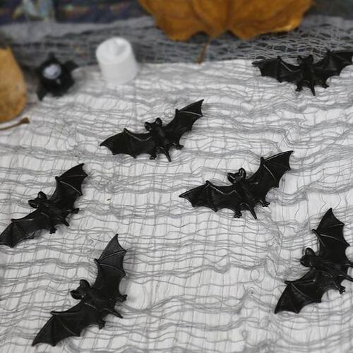 6Pcs Halloween Decorations Simulation Soft Rubber Bat Horror